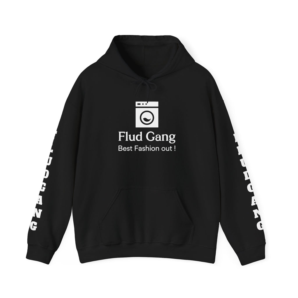 Fludgang Sleeve Hoodie — Minimal White Logo Pullover