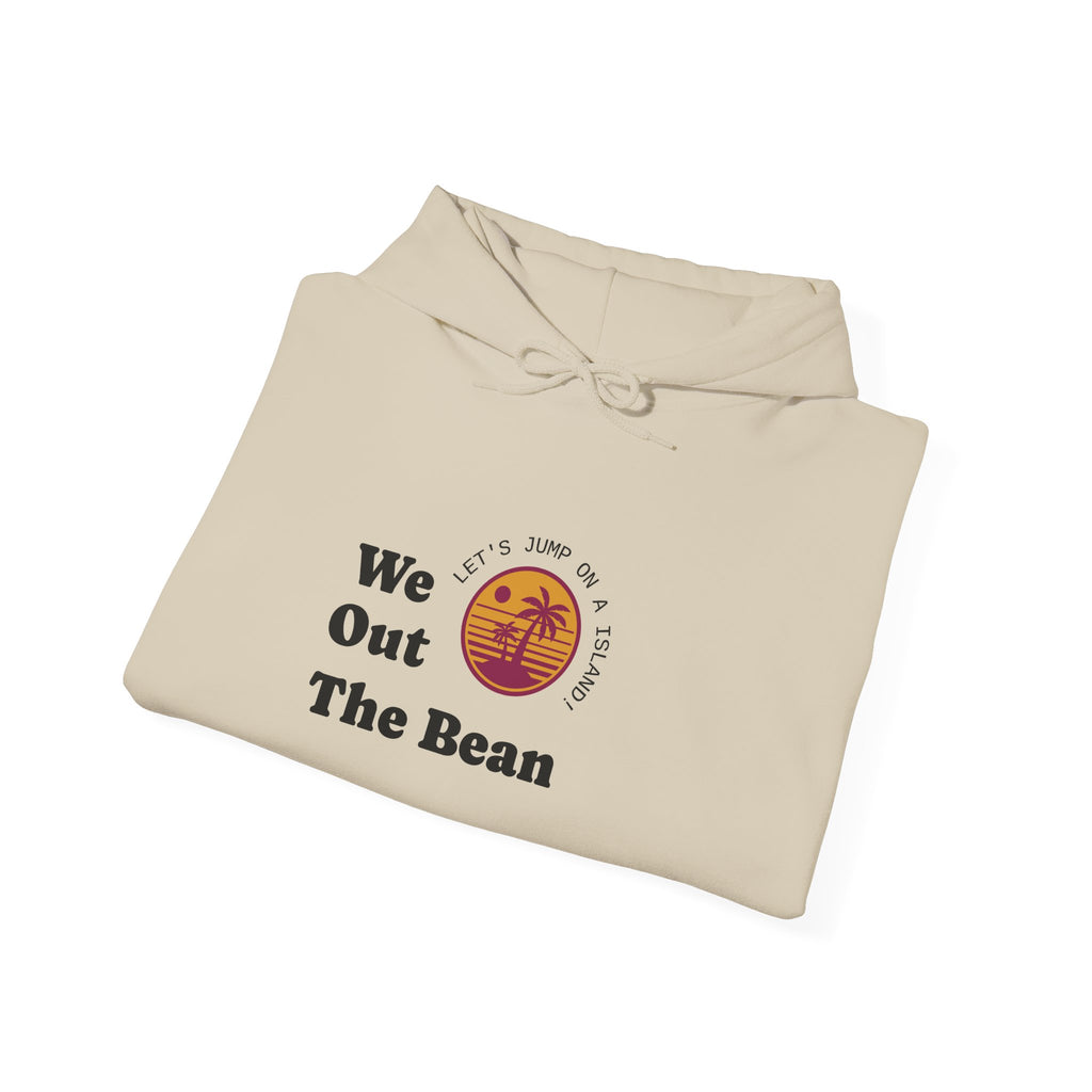 We Out The Bean Hoodie – Retro Sunset Coffee Graphic Hooded Sweatshirt