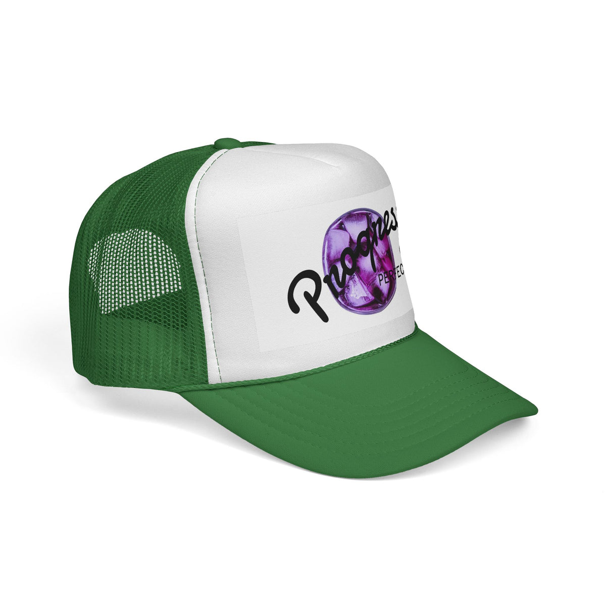 Progress Over Perfection Trucker Cap — Inspirational Mesh Snapback Hat