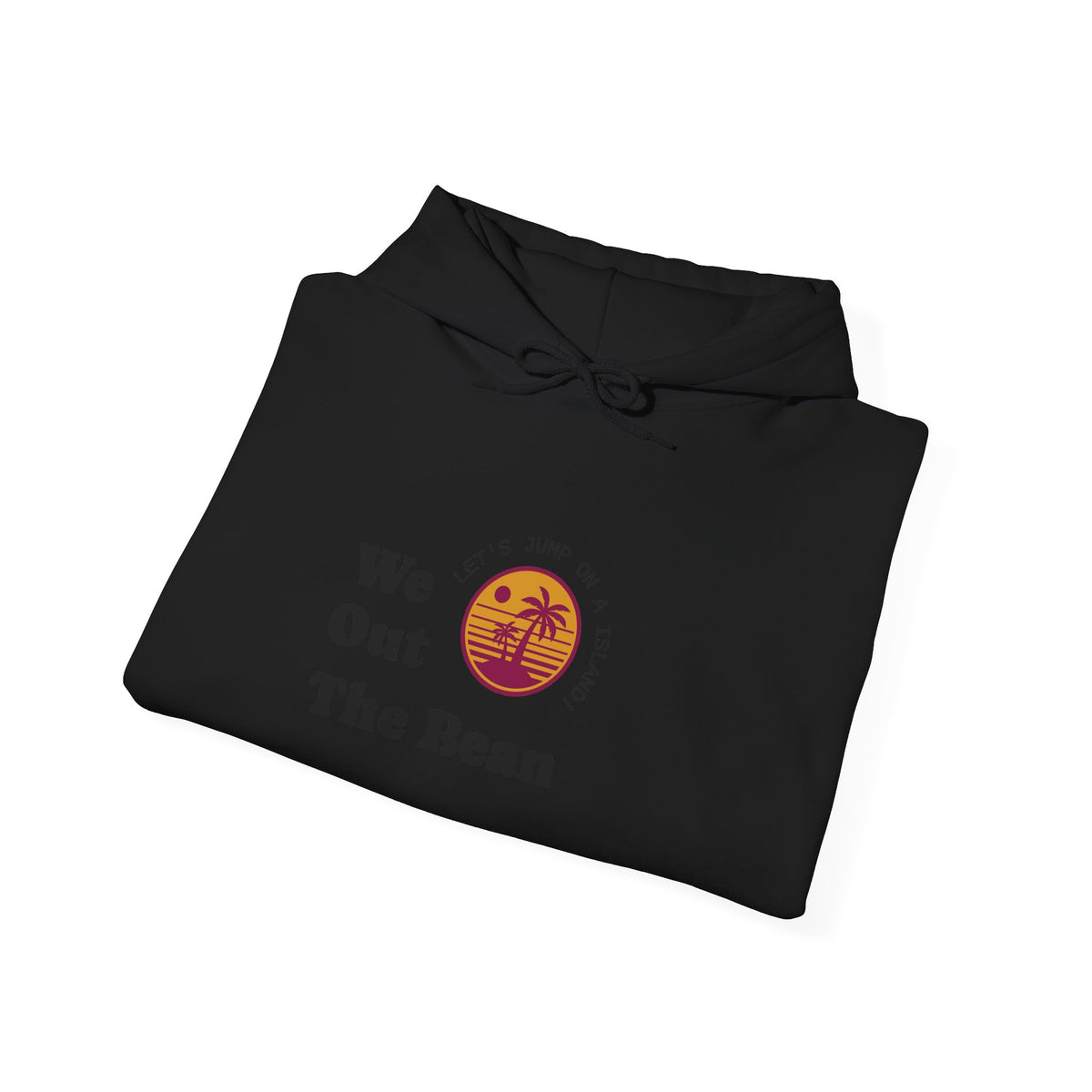 We Out The Bean Hoodie – Retro Sunset Coffee Graphic Hooded Sweatshirt