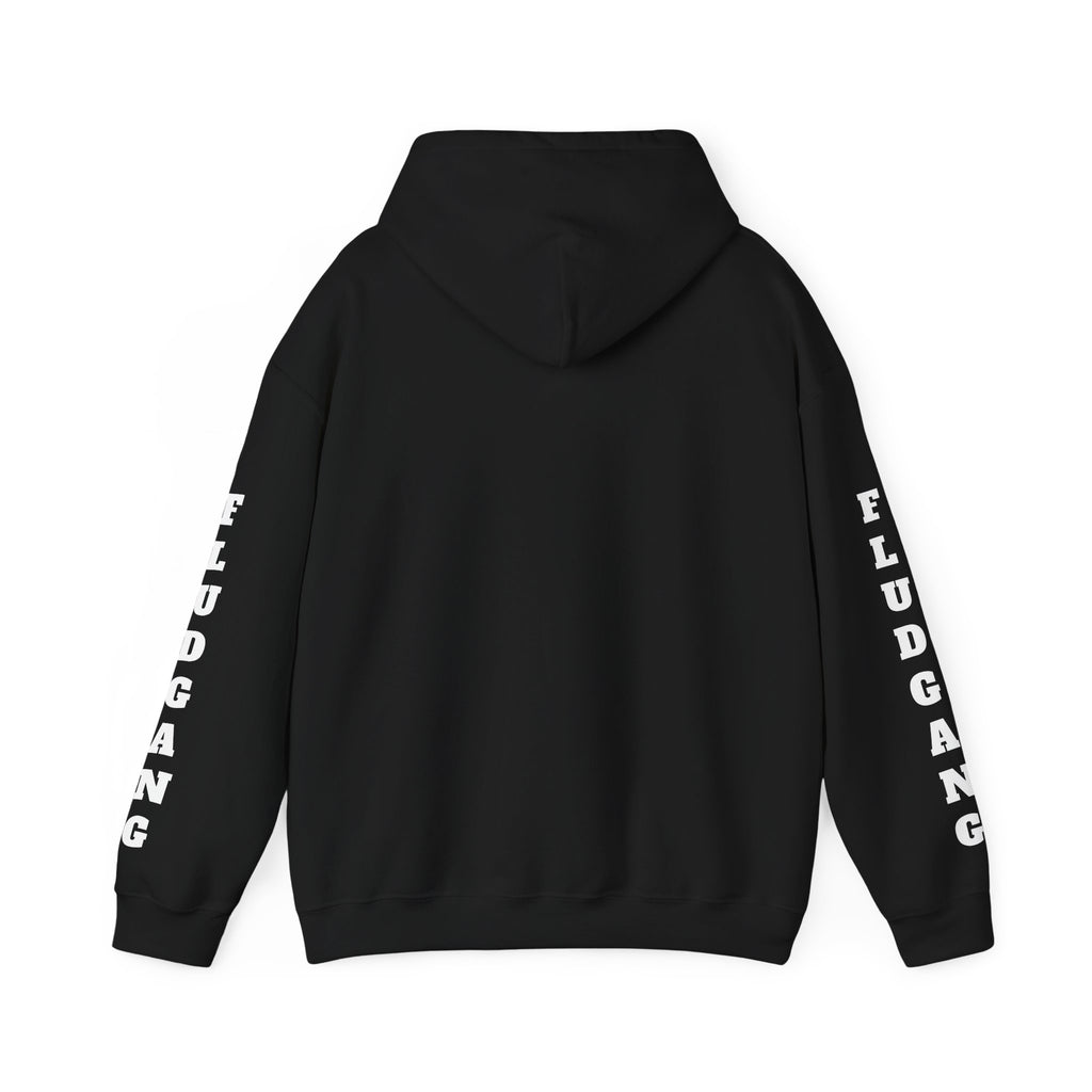 Fludgang Sleeve Hoodie — Minimal White Logo Pullover