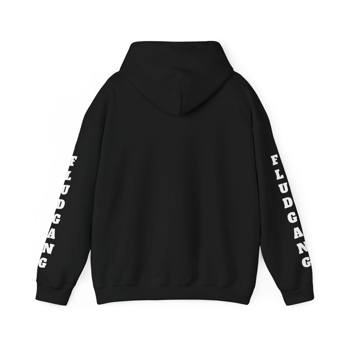 Fludgang Sleeve Hoodie — Minimal White Logo Pullover