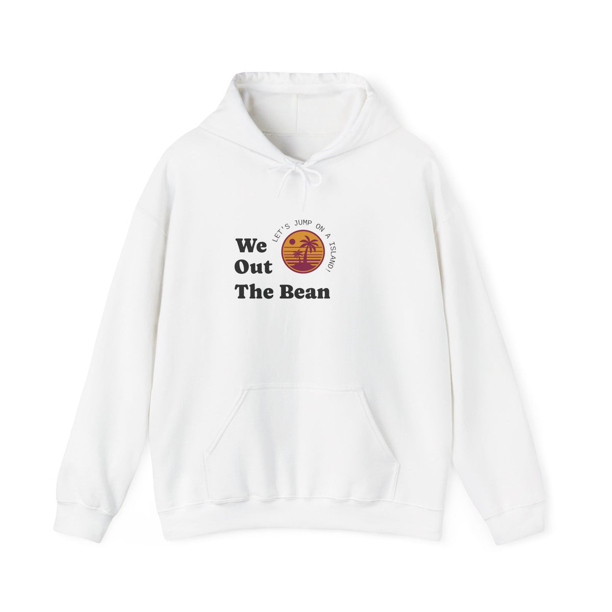 We Out The Bean Hoodie – Retro Sunset Coffee Graphic Hooded Sweatshirt