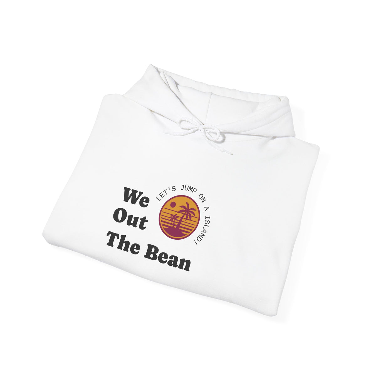 We Out The Bean Hoodie – Retro Sunset Coffee Graphic Hooded Sweatshirt