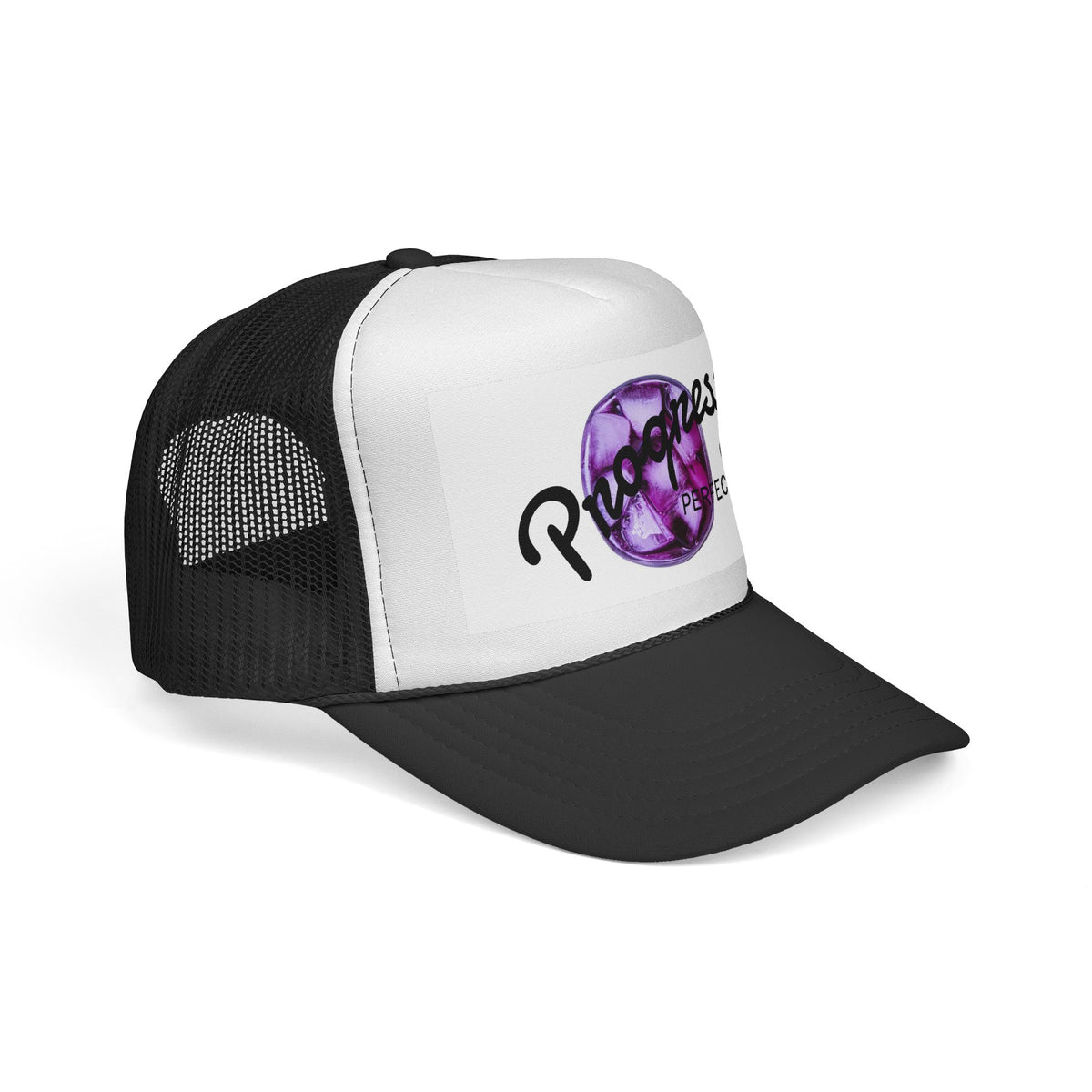 Progress Over Perfection Trucker Cap — Inspirational Mesh Snapback Hat
