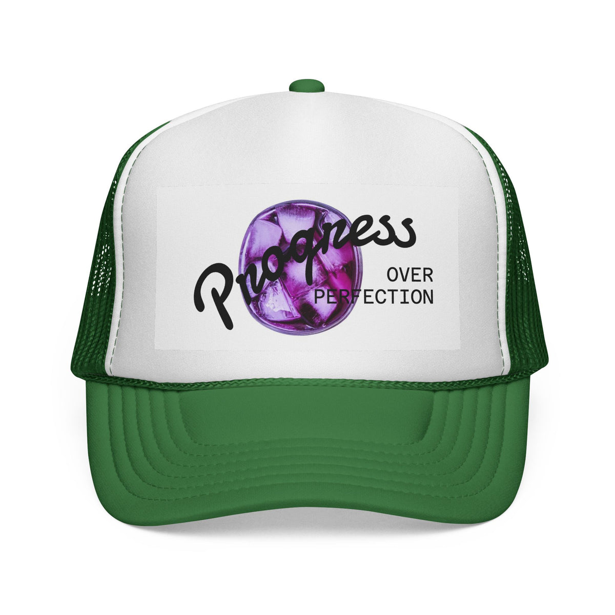 Progress Over Perfection Trucker Cap — Inspirational Mesh Snapback Hat
