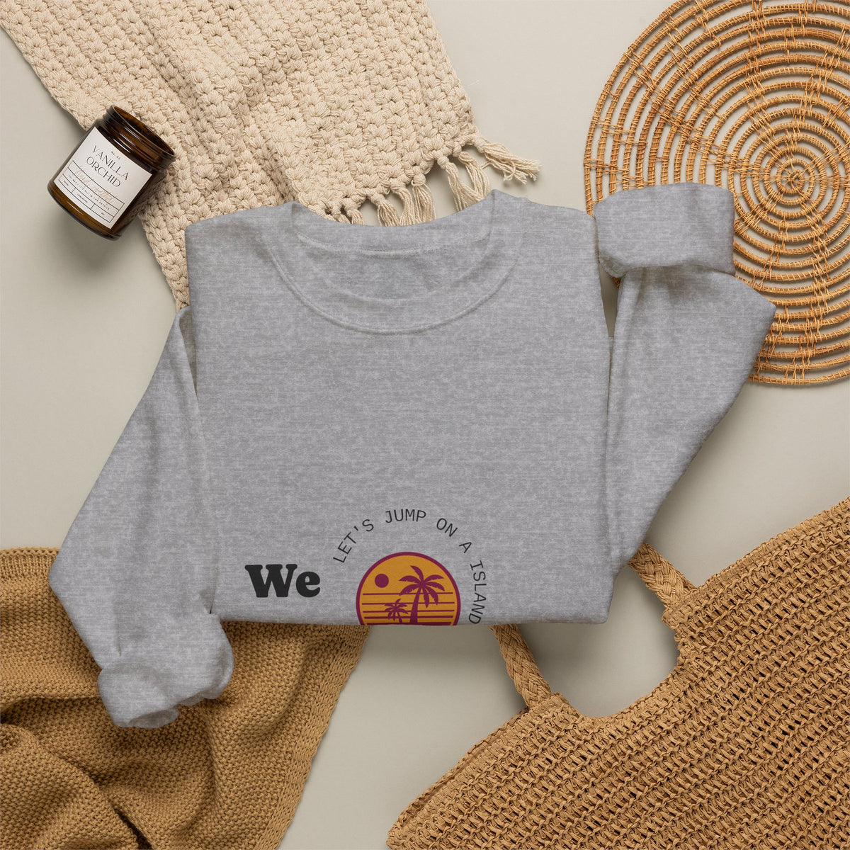 We Out The Bean Crewneck Sweatshirt — Retro Sunset Coffee Vibes