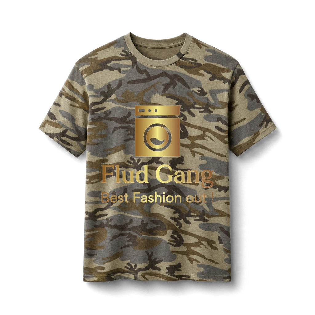 Camo Tee — “Flud Gang” Graphic Cotton T-Shirt