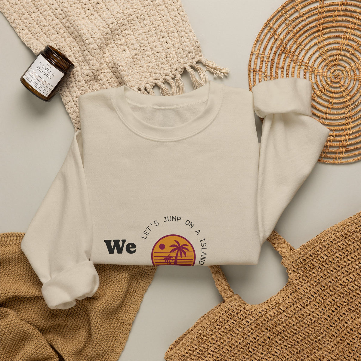 We Out The Bean Crewneck Sweatshirt — Retro Sunset Coffee Vibes