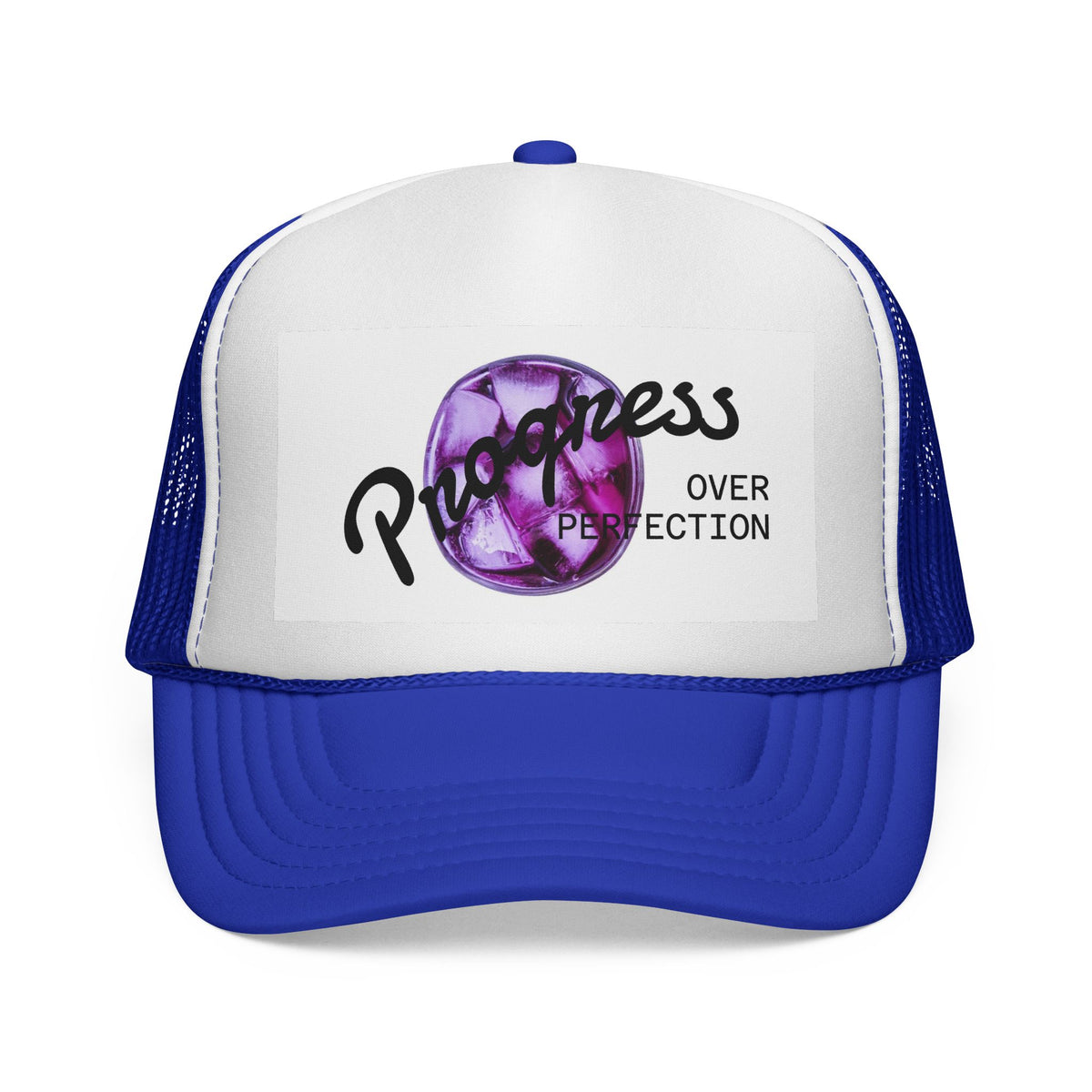 Progress Over Perfection Trucker Cap — Inspirational Mesh Snapback Hat