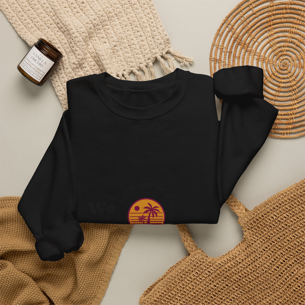 We Out The Bean Crewneck Sweatshirt — Retro Sunset Coffee Vibes