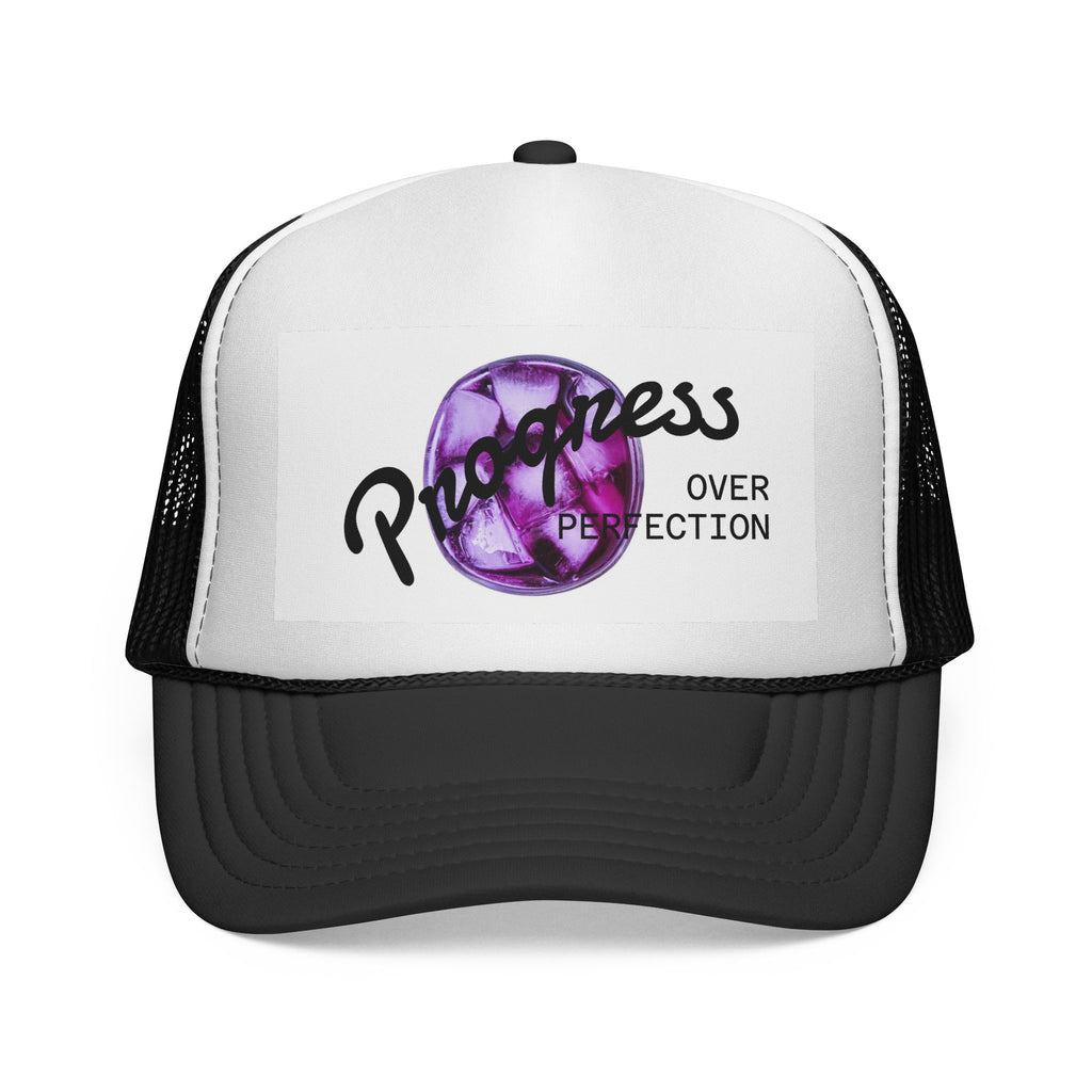 Progress Over Perfection Trucker Cap — Inspirational Mesh Snapback Hat