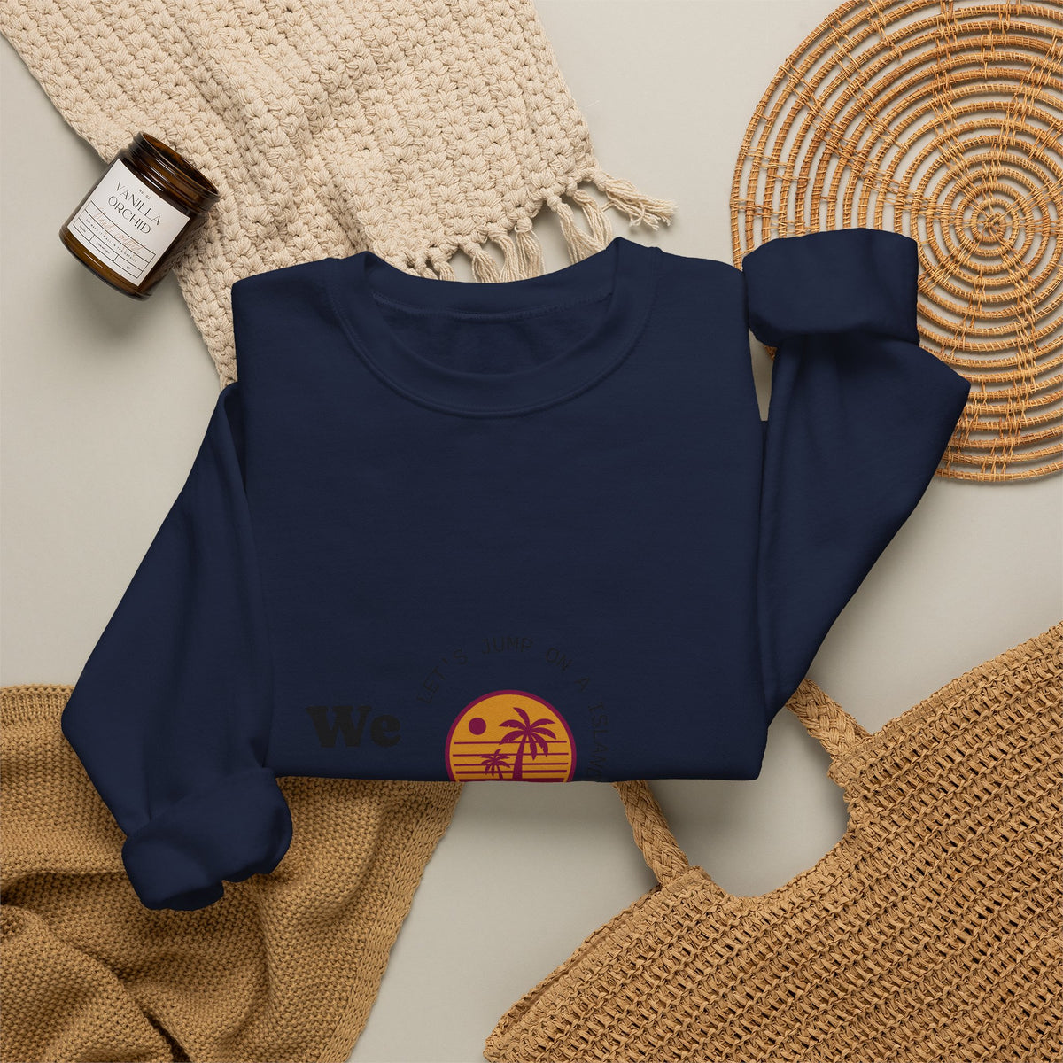 We Out The Bean Crewneck Sweatshirt — Retro Sunset Coffee Vibes