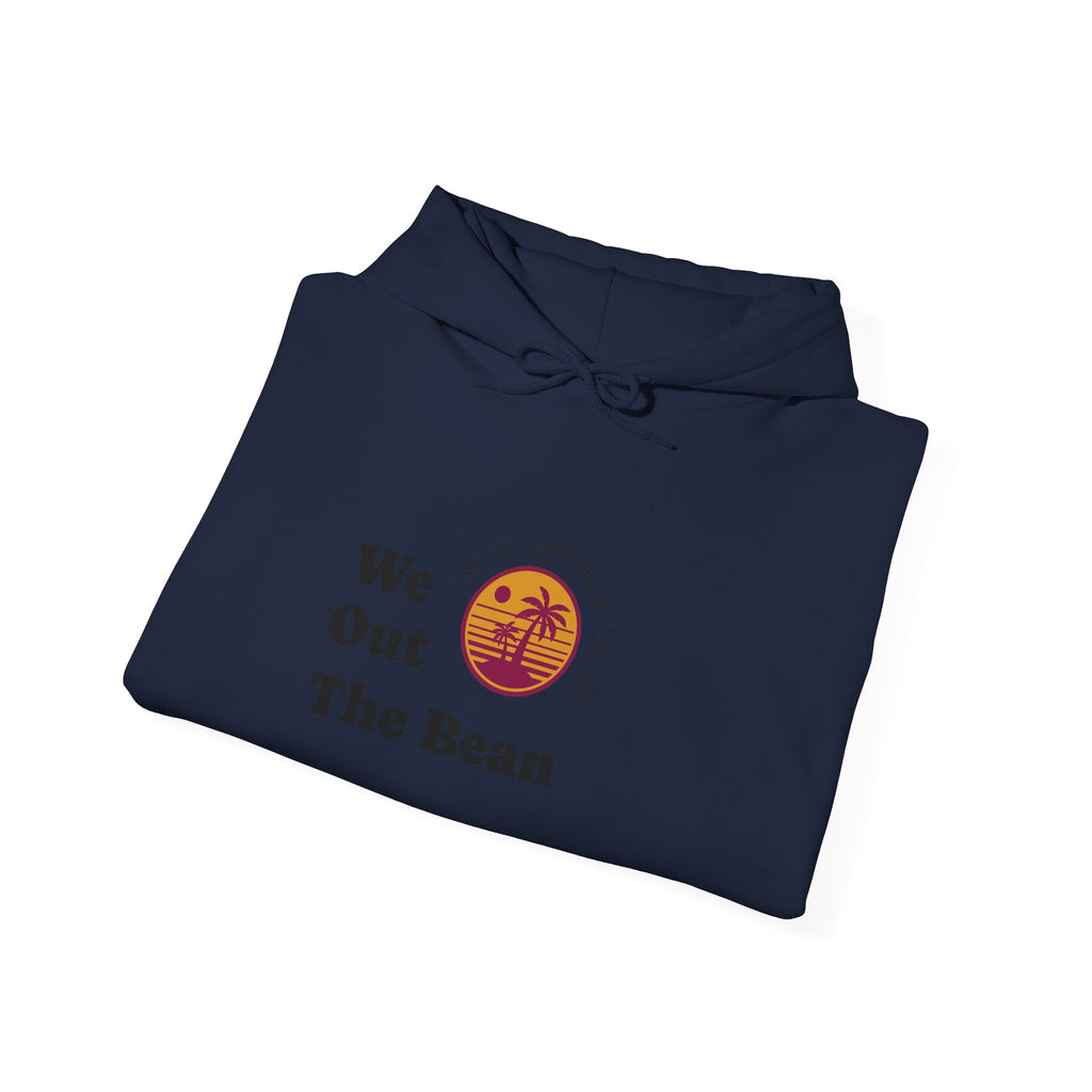 We Out The Bean Hoodie – Retro Sunset Coffee Graphic Hooded Sweatshirt